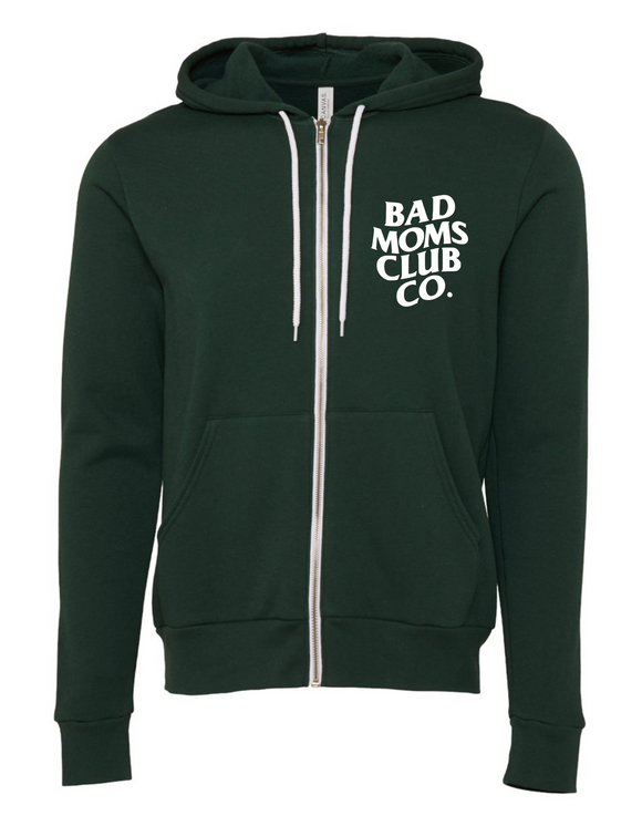 BMCC FOREST GREEN ZIP UP SWEATER