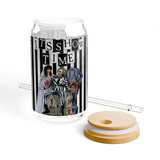 Beetlejuice 16 oz  Glass Can with lid and straw