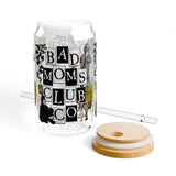 Beetlejuice 16 oz  Glass Can with lid and straw