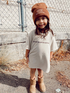 Smart.Brave.Beautiful. Kids Tee in Tan