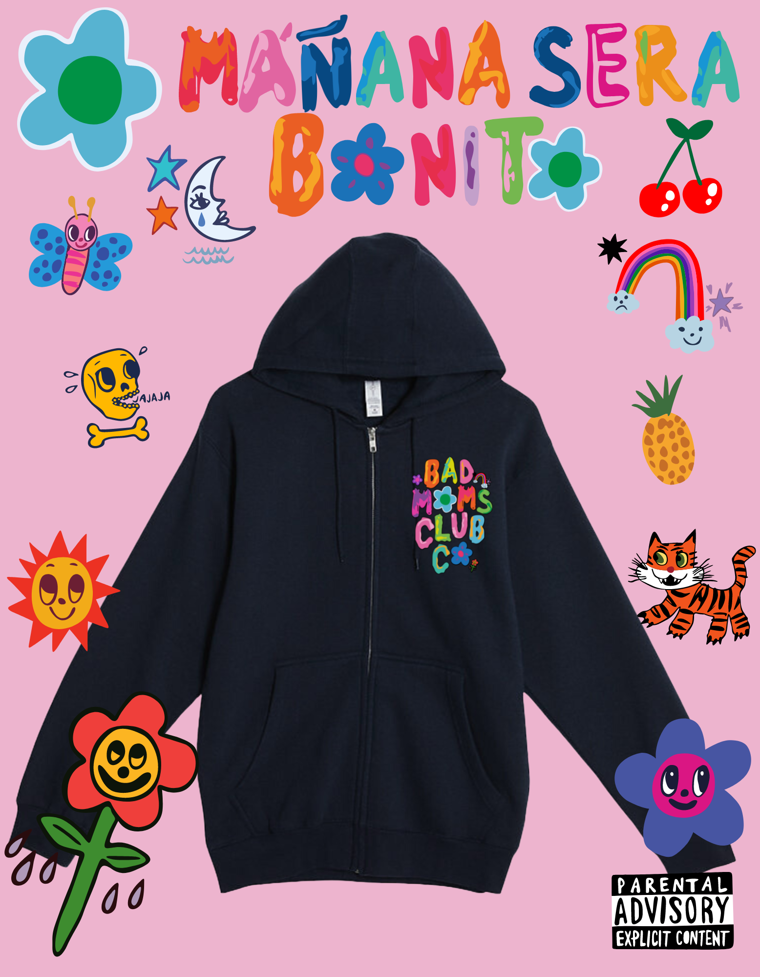 Manana Sera Bonito x BMC Hoodie or Zip Up 2 Colors Bad Moms Club Co