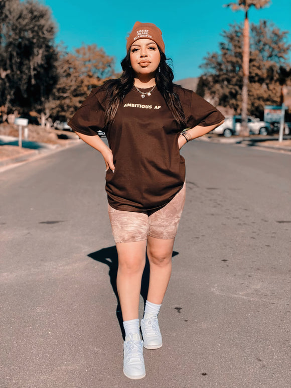 Ambitious AF Chocolate Brown Tee